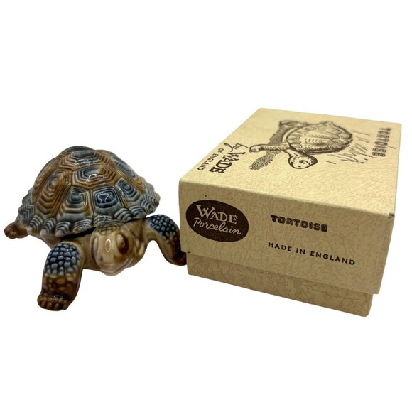 VTG Wade England Porcelain Father Tortoise Trinket Box Removable Shell Lid Box - Picture 4 of 13